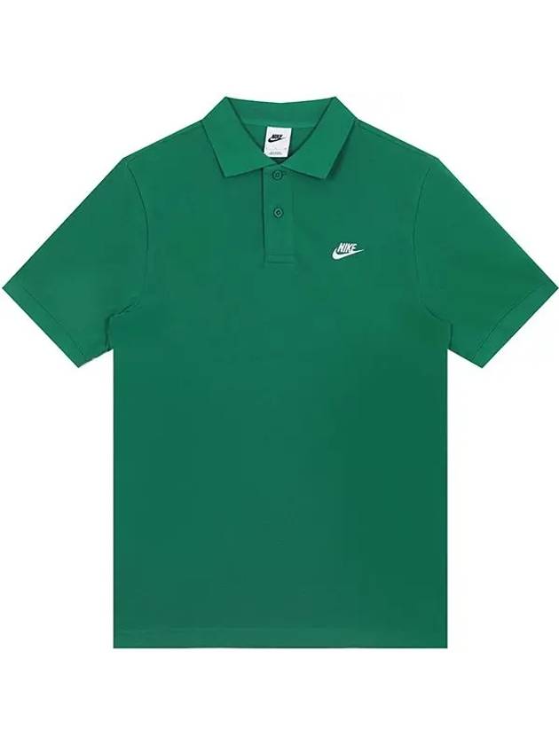 Club Loose Fit Pique Polo Shirt Green - NIKE - BALAAN 3