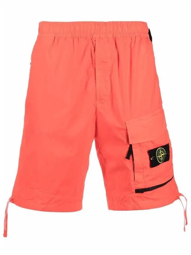 Pocket Logo Wappen Bermuda Shorts Orange - STONE ISLAND - BALAAN.