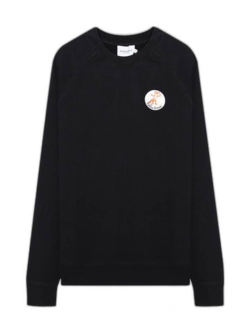 Oly Flower Fox Patch Sweatshirt Black - MAISON KITSUNE - BALAAN 1