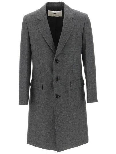 Men's Virgin Wool Single Coat Dark Grey - AMI - BALAAN 2