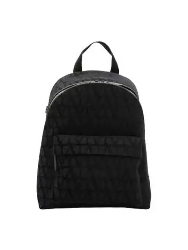 Toile Iconographe Fabric Leather Backpack Black - VALENTINO - BALAAN 2