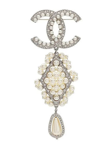 19K CC logo diamond pearl drop brooch 4ET0553 - CHANEL - BALAAN 1