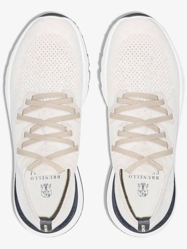 Stretch Knit Low Top Sneakers White - BRUNELLO CUCINELLI - BALAAN 4