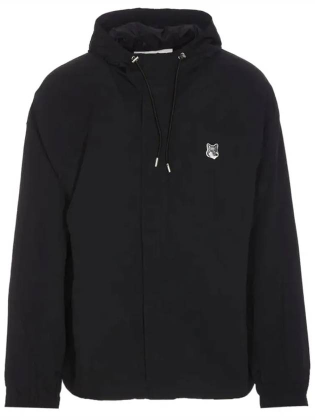 Hoodie Windbreaker in Nylon with Grey Fox Head Patch Black - MAISON KITSUNE - BALAAN 3