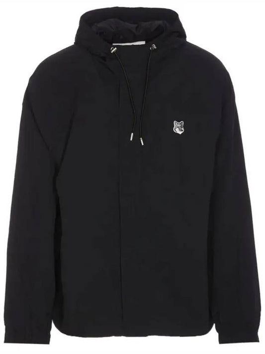 Hoodie Windbreaker in Nylon with Grey Fox Head Patch Black - MAISON KITSUNE - BALAAN 2