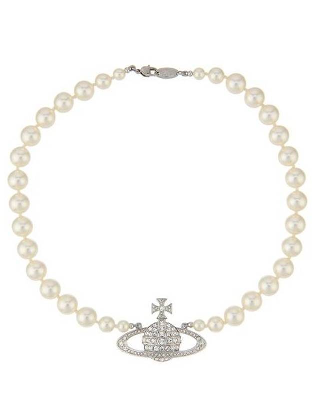 One Row Pearl Bas Relief Necklace Silver - VIVIENNE WESTWOOD - BALAAN 1