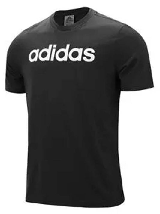 Essentials Linear Embroidered Logo Single Jersey Short Sleeve T-Shirt Black - ADIDAS - BALAAN 2