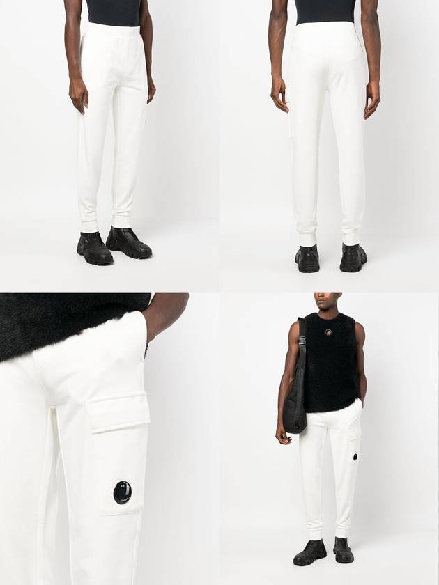 Diagonal Raised Fleece Cargo Track Pants White - CP COMPANY - BALAAN 4