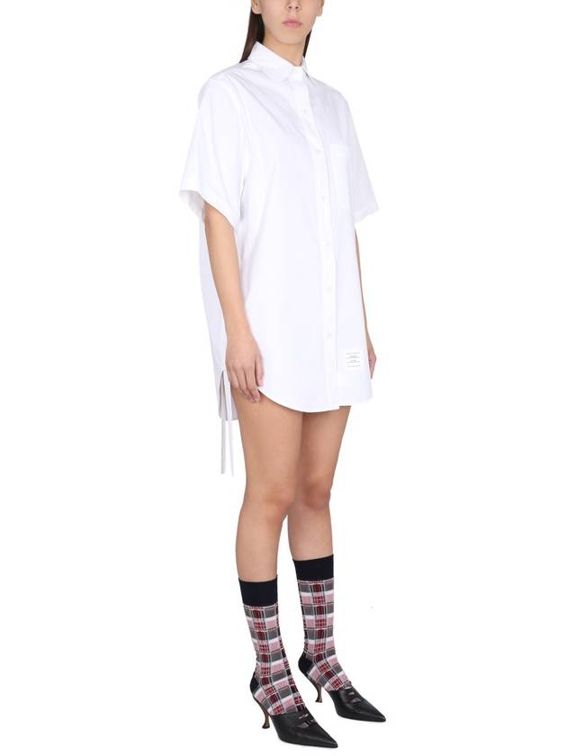 Heavy Poplin Super Size Mini Shirt Short Dress White - THOM BROWNE - BALAAN 3