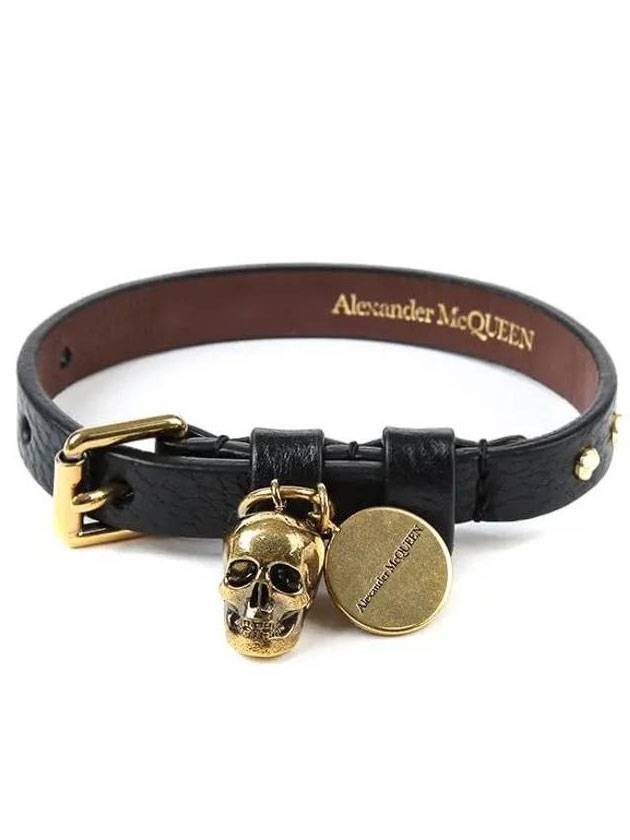 Skull Stud Bracelet Gold Black - ALEXANDER MCQUEEN - BALAAN 1