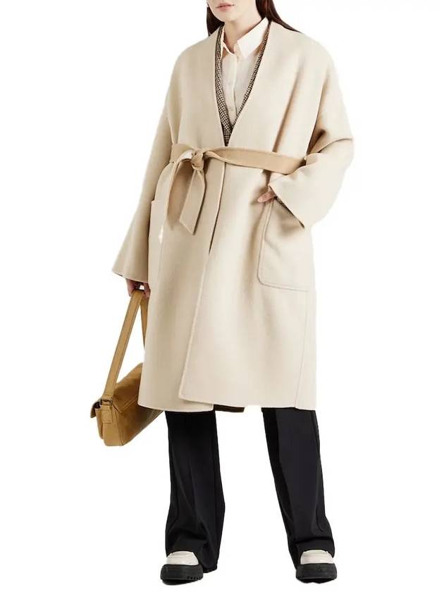 Georgia Belt Reversible Wool Single Coat Beige - MAX MARA - BALAAN 4