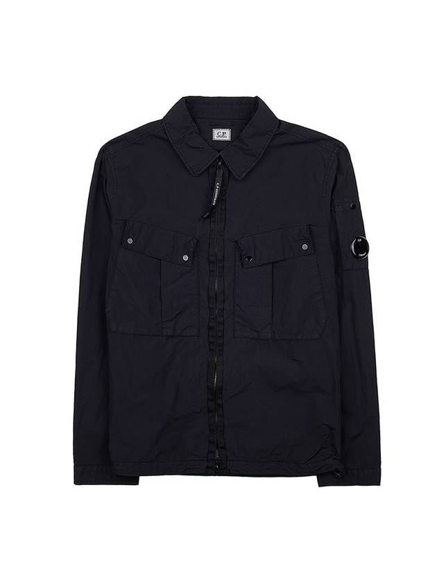 Lens Wappen Double Pocket Over Long Sleeve Shirt Black - CP COMPANY - BALAAN 2