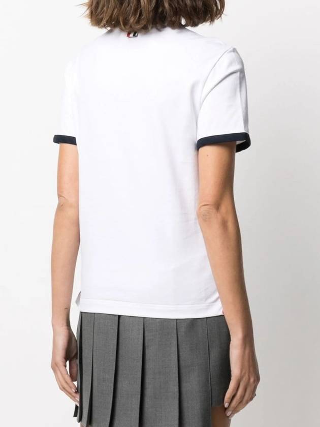 Asymmetric Hem Short Sleeve T-Shirt White - THOM BROWNE - BALAAN 5