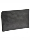 Intrecciato Weaving Zipper Medium Clutch Bag Black - BOTTEGA VENETA - BALAAN 2