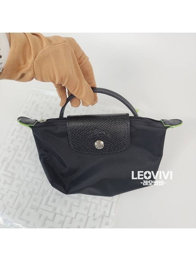 Le Pliage Green Handle Pouch Bag Black - LONGCHAMP - BALAAN 9