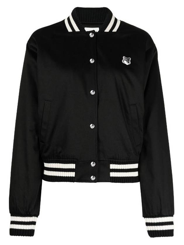 Satin Cotton Bomber Jacket Black - MAISON KITSUNE - BALAAN 2