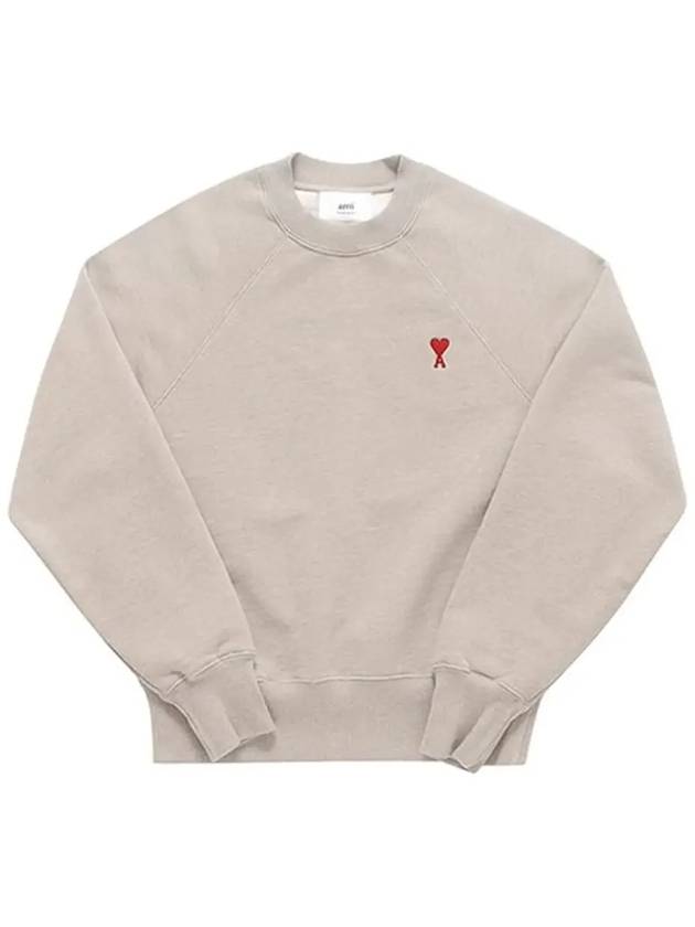 Small Heart Logo Sweatshirt Beige - AMI - BALAAN 6