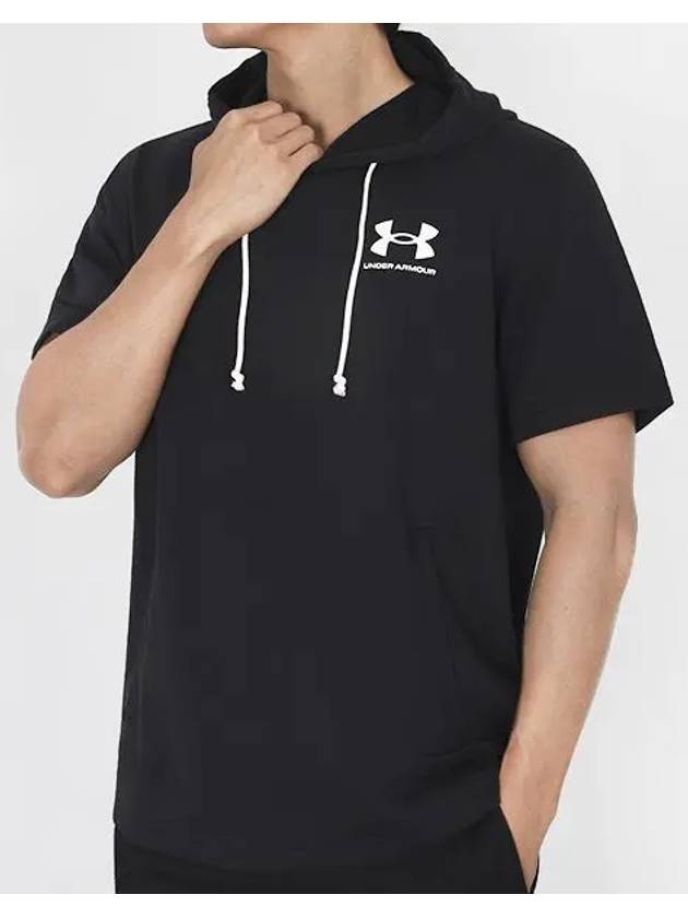 Rival Terry Short Sleeve Hoodie Black - UNDER ARMOUR - BALAAN 2