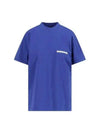 Embroidered Logo Short Sleeve T-Shirt Blue - BALENCIAGA - BALAAN 2