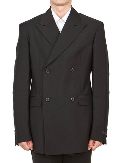 Double Breasted Mohair Wool Jacket Black - PRADA - BALAAN 2