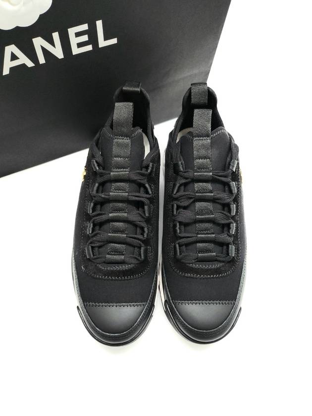 Mixed Fibers Velvet Calfskin Low Top Sneakers Black - CHANEL - BALAAN 3