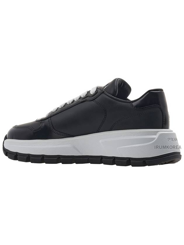 Spazzolato Logo Low Top Sneakers Black White - PRADA - BALAAN 4