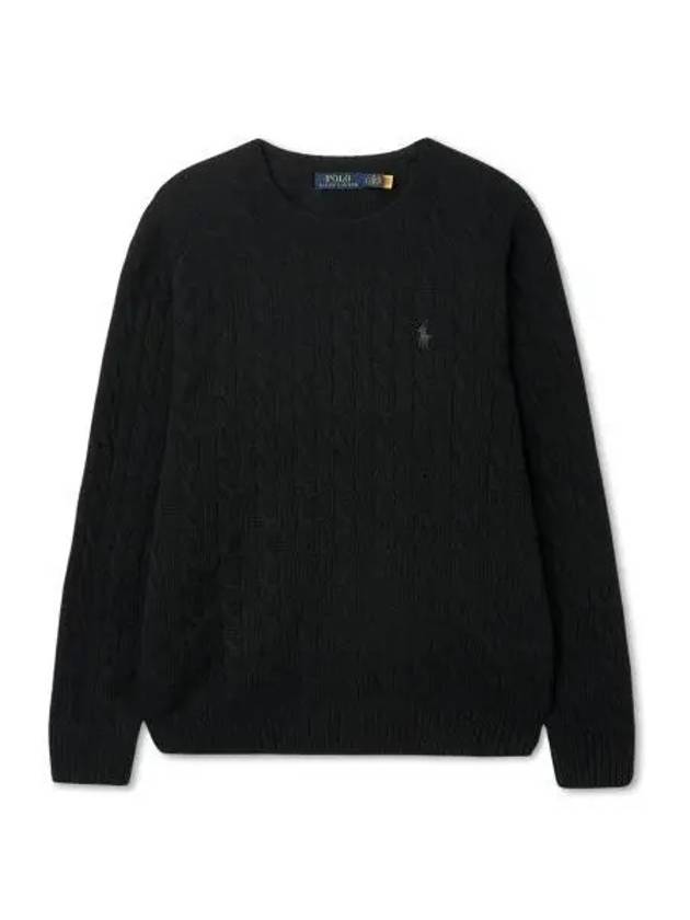 Cable knit wool cashmere sweater black - POLO RALPH LAUREN - BALAAN 1