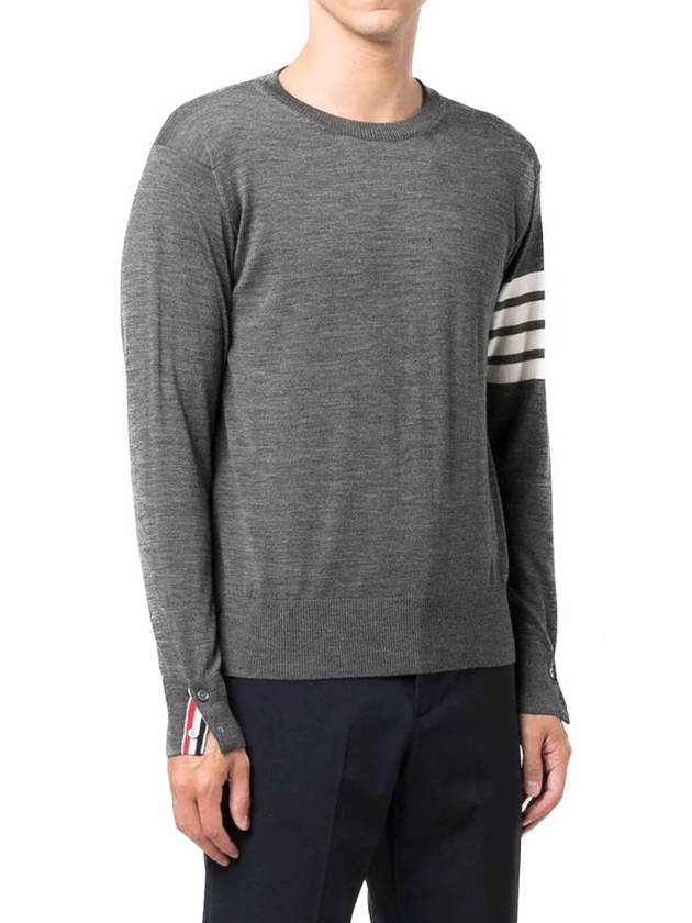 4 Bar Armband Classic Merino Wool Knit Top Medium Grey - THOM BROWNE - BALAAN 3