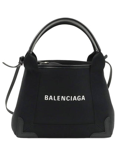 Black Cotton Canvas Cabas Navy XS 2WAY 390346 - BALENCIAGA - BALAAN 1