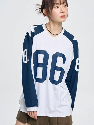 86 logo long sleeve mesh jersey _ white - MOO - BALAAN 1