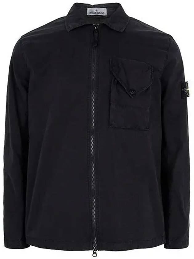 Stretch Cotton Gabardine Overshirt Jacket Black - STONE ISLAND - BALAAN 2