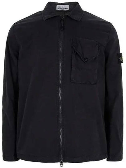 Stretch Cotton Gabardine Overshirt Jacket Black - STONE ISLAND - BALAAN 2