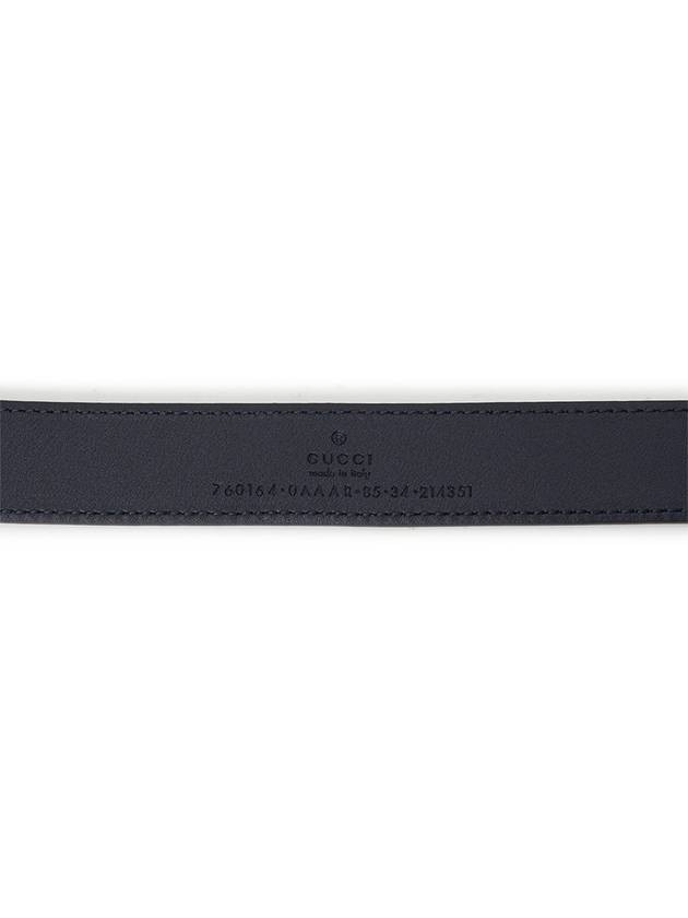 Round Interlocking G Leather Belt Navy - GUCCI - BALAAN 7