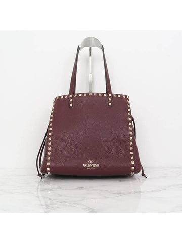 PW2B0A63 Rockstud Double Handle Tote Bag - VALENTINO - BALAAN 1