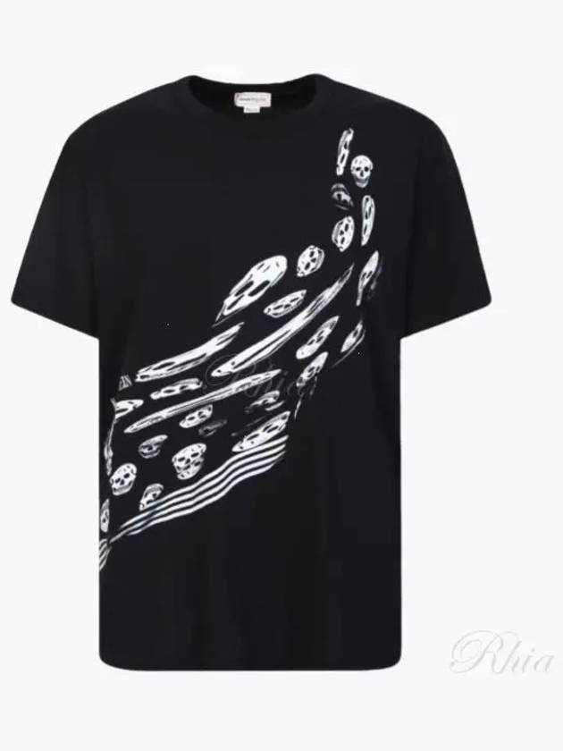 Wave Skull Print Short Sleeve T-Shirt Black - ALEXANDER MCQUEEN - BALAAN 2