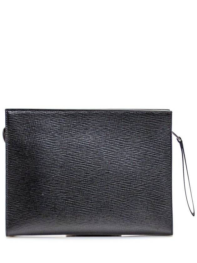 Leather Documentation Clutch Bag Black - SALVATORE FERRAGAMO - BALAAN 4