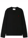 Chain Stitch Heart Logo Long Sleeve T-Shirt Black - AMI - BALAAN 2