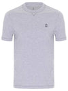 Logo Embroidered Cotton Short Sleeve T-Shirt Grey - BRUNELLO CUCINELLI - BALAAN.