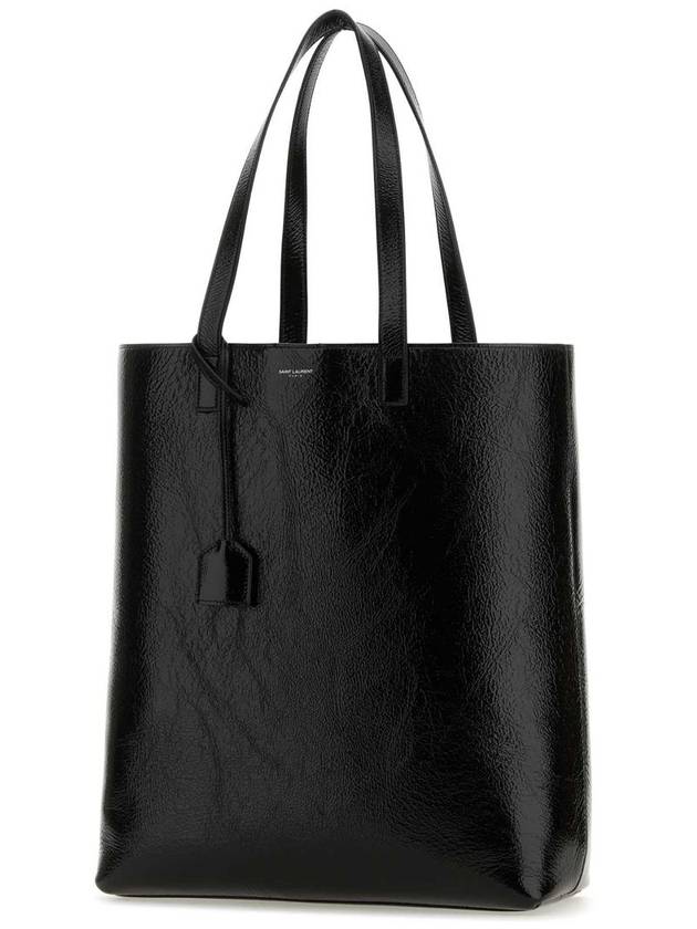 Bold Coated Crinkle Tote Bag Black - SAINT LAURENT - BALAAN 3