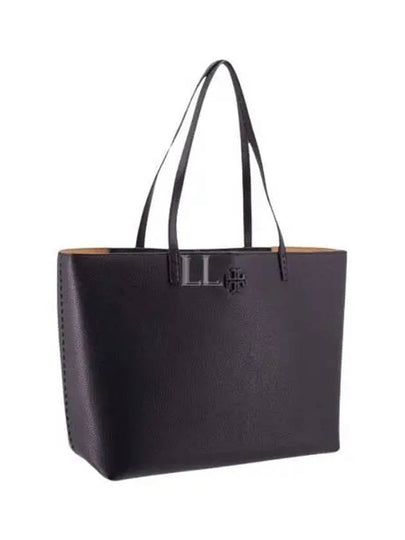 McGraw Logo Leather Tote Bag Black - TORY BURCH - BALAAN 2