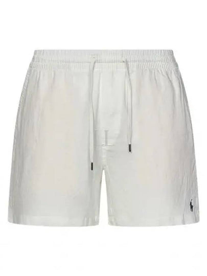 Embroidered Pony Logo Prepster Linen Shorts White - POLO RALPH LAUREN - BALAAN 2