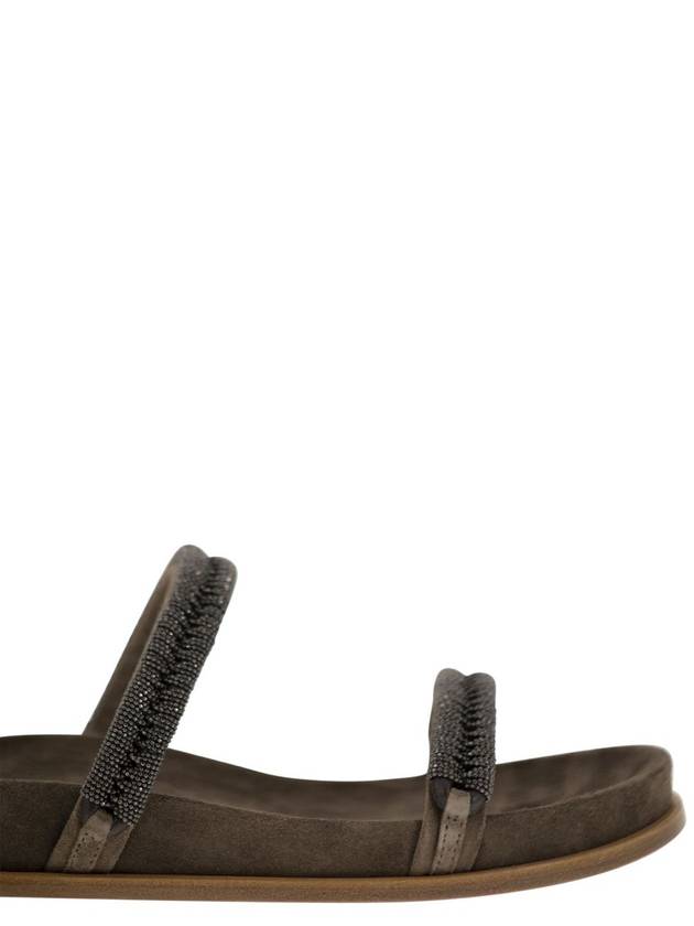 Double Straps Suede Slippers Brown - BRUNELLO CUCINELLI - BALAAN 7