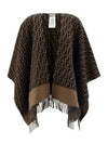 Roma Allover Logo Wool Cashmere Cape Brown - FENDI - BALAAN 2