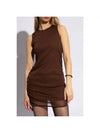 Sleeveless Tulle Short Dress Brown - SAINT LAURENT - BALAAN 4