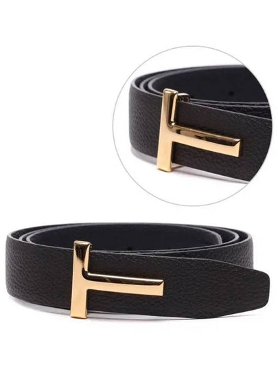 T Logo Reversible Leather Belt Black Brown - TOM FORD - BALAAN 2