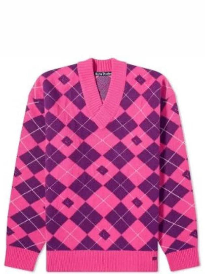 Jacquard Wool Knit Top Bright Pink - ACNE STUDIOS - BALAAN 2