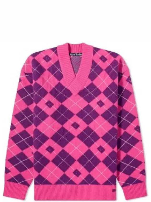 Jacquard Wool Knit Top Bright Pink - ACNE STUDIOS - BALAAN 2