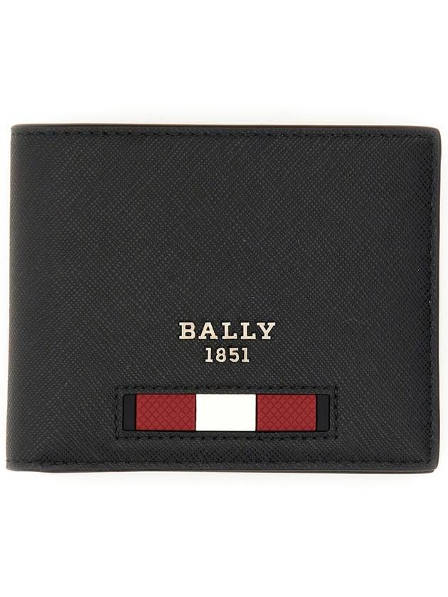 Bevye Logo Recycled Leather Half Wallet Red Black - BALLY - BALAAN 2