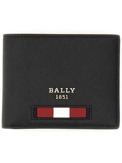 Bevye Logo Recycled Leather Half Wallet Red Black - BALLY - BALAAN 2