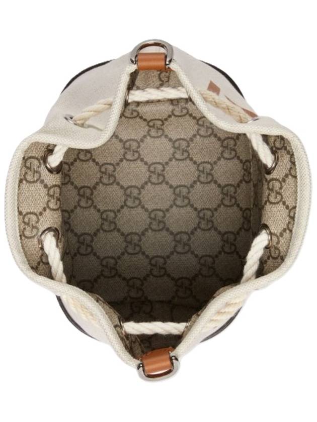 Logo Print Leather Trim Shoulder Bag Beige - GUCCI - BALAAN 9